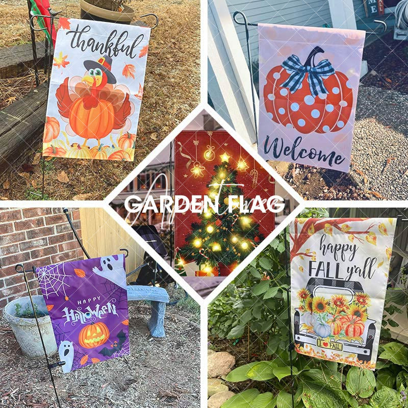Aperturee Pumpkin Floral Retro Wooden Thanksgiving Garden Flag